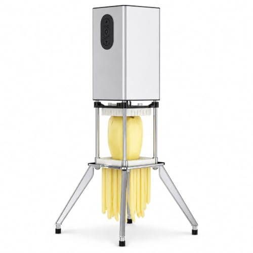 BDJSN Taglierina Elettrica per Patatine Fritte, Tagliapatate Automatico con Lame da 9 Mm E 12,2 Mm, Tagliaverdure A Strisce in Acciaio Inox con Base Treppiede per Patate, Carote, Cetrioli, Cipolle