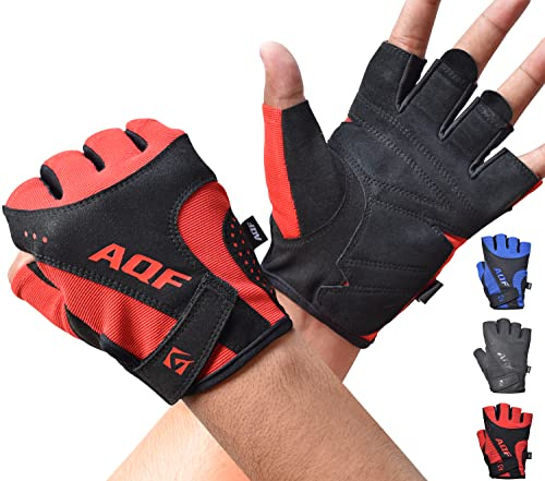 AQF Trainingshandschuhe Fitness Handschuhe Ultraleichte Fur Krafttraining Bodybuilding & Gym Workout Für Training, Fitness, Cross-Training Etc Herren & Damen (Rot, M)