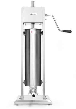 HENDI Wurstfüllmaschine, Wurstfüller, Wurstpresse, Wurstmaschine, Inkl. 4 Füllrohre Edelstahl, Durchmesser: 16/22/32/38 mm, 7L, 300x340x(H)830mm, Edelstahl
