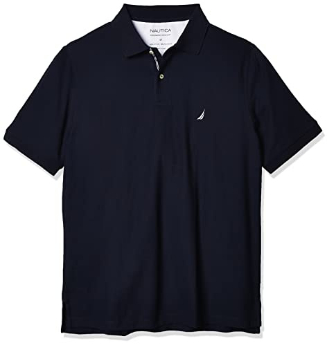 Nautica Men's Big-Tall Classic Fit Short Sleeve Solid Performance Deck Polo Shirt Shirt, -Navy, 4XLT Tall