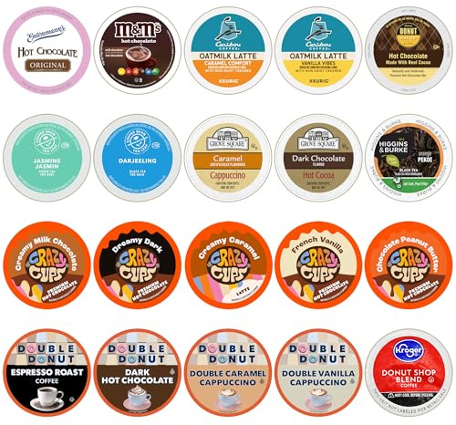 Perfect Samplers Tea Pods, Cider, Hot Chocolate, Cappuccino & Coffee Pods Variety Pack, Single Serve Coffee & K Pod Variety Pack for Keurig K Cups Brewers, Coffee Gift Set, 20 Count