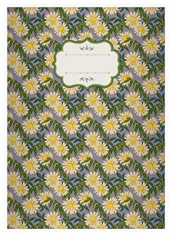 Kartenkaufrausch 8 edle florale Vintage DIN A4 Schulhefte, Schreibhefte mit Margeriten, lila Lineatur 20 (blanko Heft 16 Blatt/32 Seiten) Notizheft, Kladde für Schule, Universität, Büro