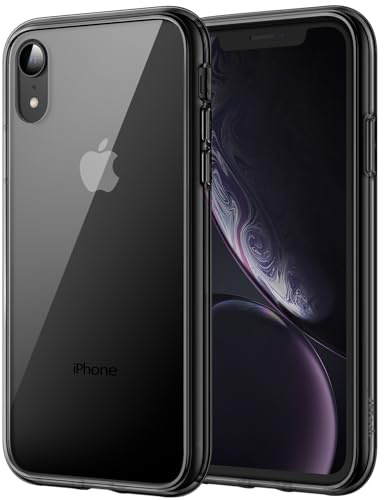JETech Hülle für iPhone XR, Anti-Vergilbung, Schwarz | Stoßschutz, Kratzfeste Harte PC-Rückseite, Robuster Transparenter TPU-Rahmen