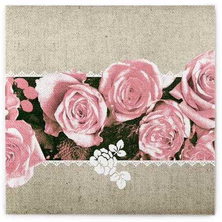 Mank GmbH Airlaid Servietten 40 x 40 cm | Premium Einweg-Serviette | textilähnlich und saugstark | perfekt für Events & Partys | 50 Stück | Lovely Roses (Rosa)
