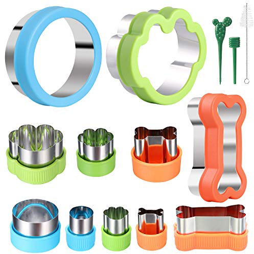 Dog Bone Cookie Cutter set - 4 Dog Bone 4 Footprint 3 Round Biscuit Cutters Sandwiches Cutter Set Different Sizes Mini Small Medium Big
