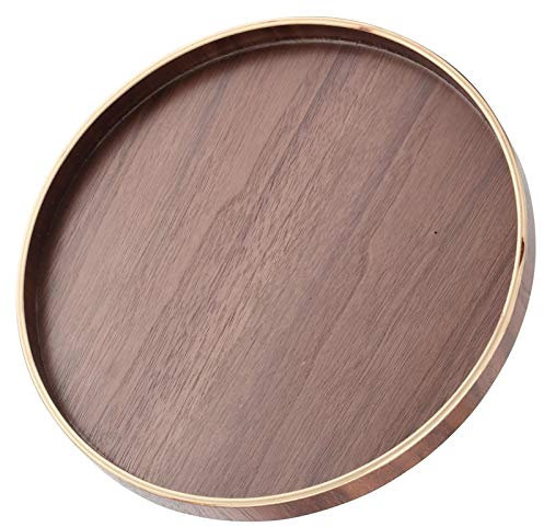 Haofy Plateau en bois, plateau de service rond rétro, assiette de service de fruits de style japonais pour les ménages, les restaurants, les hôtels et les cafés(30 cm)
