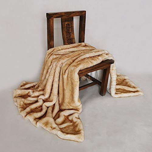 SKYLYZH Coperta in finta volpe Coperta in stile europeo di fascia alta, letto imbottito morbido con coperta
