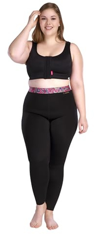 LIPOELASTIC Active Leggings - Medizinische Kompressionsleggings, Lipödem-Kompressionsleggings für Damen (DE/NL/SE/PL, Alphanumerisch, M, Regular, Regular, Schwarz, Buntes Gummiband)