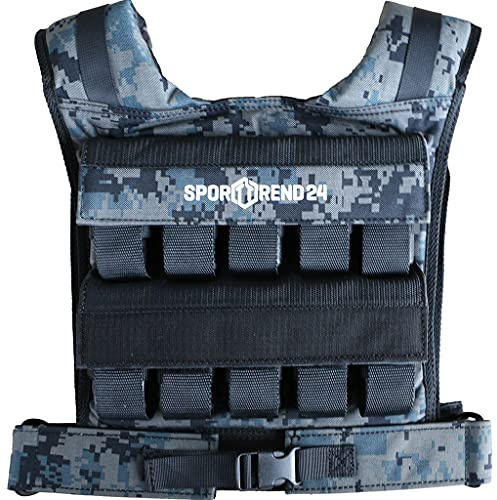 Sporttrend 24® Profi Gewichtsweste mit herausnehmbaren Gewichten Größenwahl | Trainingsweste Fitnessweste Sportweste Weighted Vest Laufweste Fitness Weste für Klimmzüge Liegestütze Kniebeuge Laufen