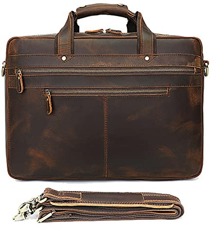 Herren Laptoptasche Arbeitstasche Handtasche, Herren 15.6inch Laptoptasche Erweiterbarer Business Aktentasche A4 Portfolio Satchel Crossbody Schulter Handtasche Echtes Leder Messenger Bag Laptop Busin