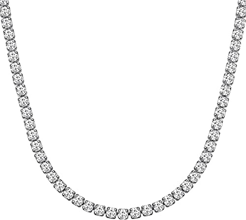 U7 Damen Halskette mit Brillianten Zirkonia Tennis-Kette 41cm/46cm Edelstahl/18k vergoldet Eleganter Modeschmuck Accessoire für Weihnachten Muttertag Geburtstag Jahrestag