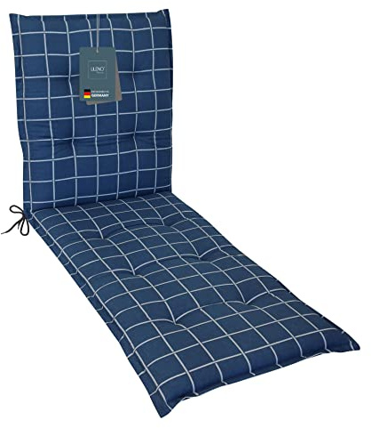 LILENO HOME Sonnenliege Auflage als [1er Set - Rollliege] in Yacht-Karo | Dunkelblau - Gartenliegen Auflage perfekt für Strandliege - Polster Auflage für Gartenliege (188x60x5cm)