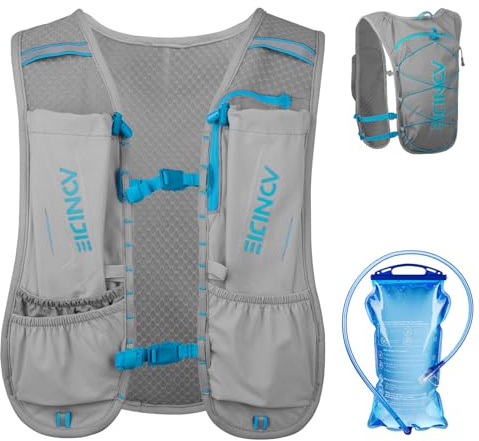 TRIWONDER Trinkrucksack Wanderrucksack Wassertasche Laufweste Hydro Tagesrucksack für Outdoor Radfahren Festival Raves Klettern (Grau – mit 1,5 l Wasserblase)