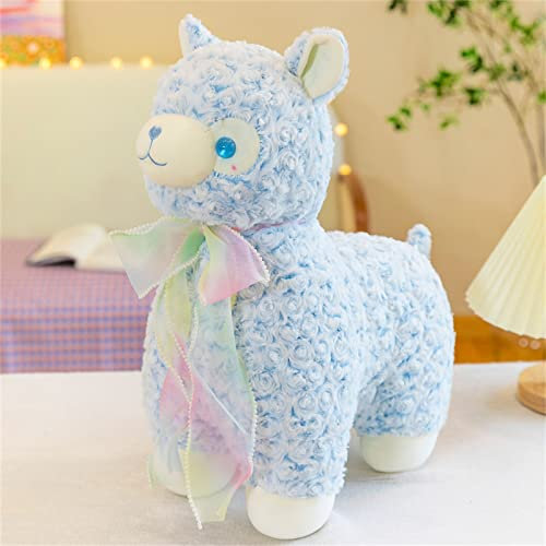 TROYSINC Alpaka Kuscheltier, Weiches Plüschtier Kissen, Stofftier Spielzeug, Gemütliches Plüschpuppen Geschenk für Mädchen Jungen (Blau,23 cm)