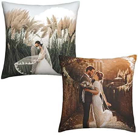Coussin Personnalisé avec Photo 30x30cm,Personnalisé Oreiller à avec Image/Texte,pour Fille Garcon Anniversaire Noël Saint Valentin Cadeau Les deux côtés peuvent avoir des designs différents