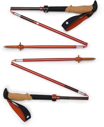 BLACK DIAMOND Pursuit FLZ Trekking Poles (Pair) | Adjustable Z-Pole Design | Natural Cork Grips | Lightweight Aluminum Hiking Poles | Black-Octane | Small/Medium