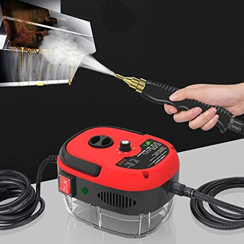 BEESOM Limpiador A Vapor De Alta Presión De 2500W, Limpiador De Vapor De Alta Temperatura, Máquina De Limpieza a Vapor Portátil para Cocina, Inodoro, Asiento De Automóvil, Pisos,Red-110V