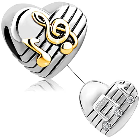 LSxAB Dijes de notas musicales en tono dorado compatibles con pulseras Pandora