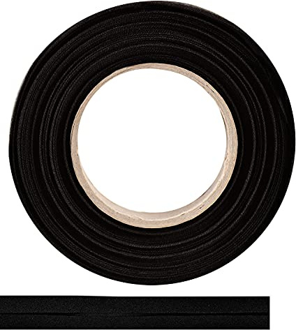 ME:NaMa Schrägband aus 100% Baumwolle - 10 m x 30 mm (gefalzt) - Hochwertiges Einfassband, Baumwollband, Schrägband - Ideal zum DIY-Nähen - In Belgien hergestellt, auf Einer Rolle (Schwarz)