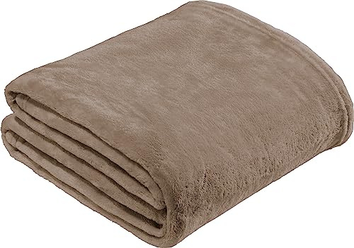 REDBEST Microfaserdecke Amarillo, Fleece-Wohndecke, Sofadecke Taupe Größe 150x200 cm - kuscheliger Teddyfleece, extra weich warm, pflegeleicht, waschbar