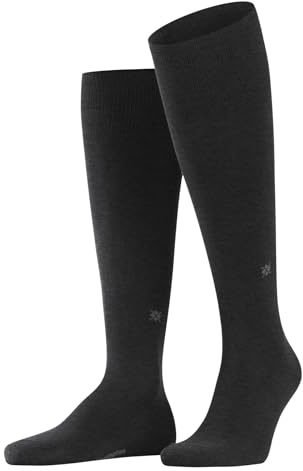 Burlington Dublin M Kh cotone al ginocchio tinta unita 1 paio, Calzini lunghi Uomo, Grigio Anthracite Melange 3095, 40-46