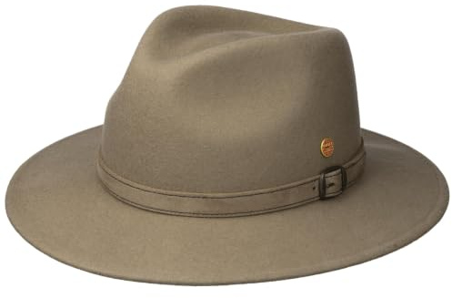 Mayser Gedeon Traveller Hut Wollfilz meliert einfarbig Made in EU Damen und Herren Sommer Winter Hellbeige XL (60-61 cm)