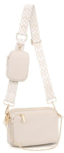 UTO Kleine Umhängetasche Damen 3 in 1 Crossbody Bag Damen Breiter Gurt mit Münzbeutel Handtasche mit Abnehmbare Kette Schultertasche mit Abnehmbarer Verstellbarer Schultergurt Rosa Stylisch Tasche