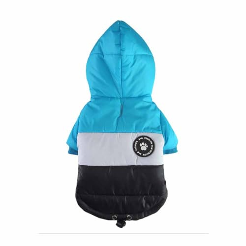 feiling Hundejacke Gepolsterte mit Kapuze Steppjacke Daunen Hundemantel Bequeme Outdoor Kleidung für Kleine und Mittlere Hunde Winterjacke (blau, L)