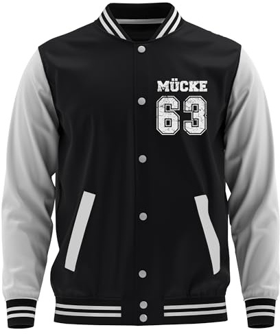UGLYSHIRT Mücke 63 Herren College Jacke | Football Jacke Weltkulturerbe Freizeit | M1 Schwarz