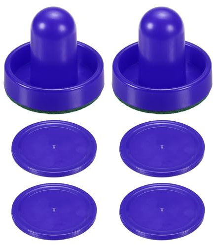 PATIKIL 60mm Air Hockey Schieber und Air Hockey Pucks, Ersatzgriffe Paddles Zubehör für Spieltisch (2 Schieber mit Pads, 4 Pucks)