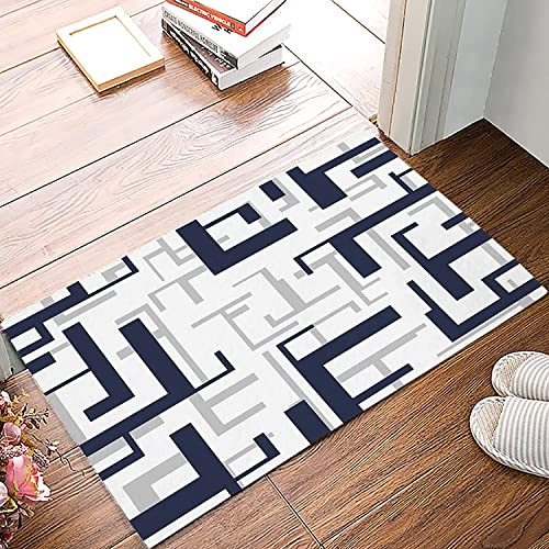 Zerbino da Interni Motivo Geometrico Astratto Blu Grigio Zerbino Lavabile Tappeto Asciugapassi Base Antiscivolo Tappeti 40X60cm per Corridoio, Ingresso Esterno, Ingresso