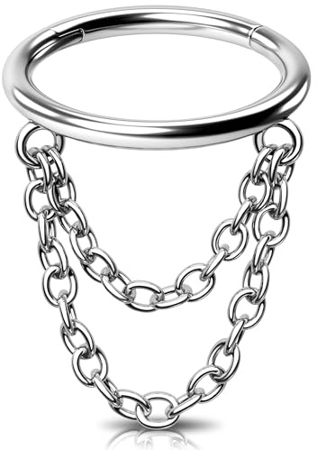 Melighting Knorpelring, Ring mit Kette, Helix-Ohrring, 16 g (1,2 mm), 316L-Edelstahl, Piercing, Schmuck für Damen/Herren