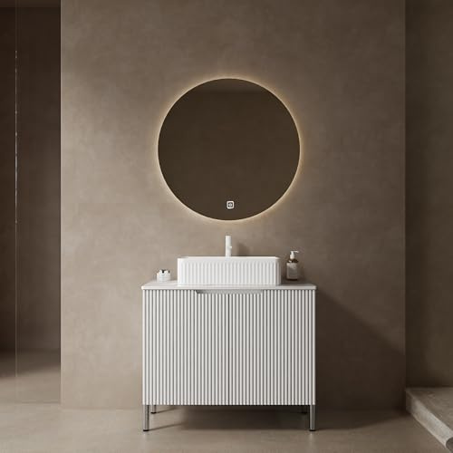 GUCOGUKA 30 Bathroom Vanity with Ceramic Sink Combo, Freestanding Bathroom Storage Cabinet with 2 Soft Close Doors and Sink Hole Cover, Drain Assembly and Pipe are not Included, White