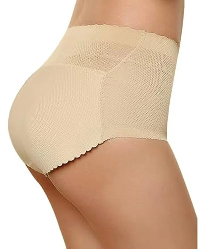 Mujer Bragas con Relleno - Ropa Interior Sexy De Malla Acolchada con Esponja Ropa Moldeadora De Control De Barriga Transpirable Color Sólido Invisible Trasero Falso Push Up Lencería Sin Cost