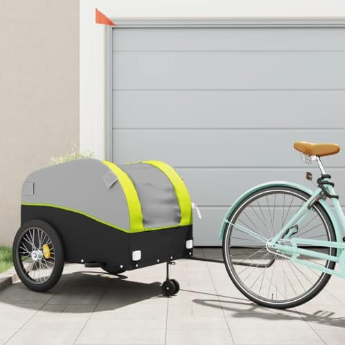 LAPOOH Fahrradanhänger Schwarz und Grün 45 kg Eisen, Fahrrad Anhänger, Lastenanhänger, Handwagen, Fahrrad-lastenanhänger, Lastenfahrrad - 94158