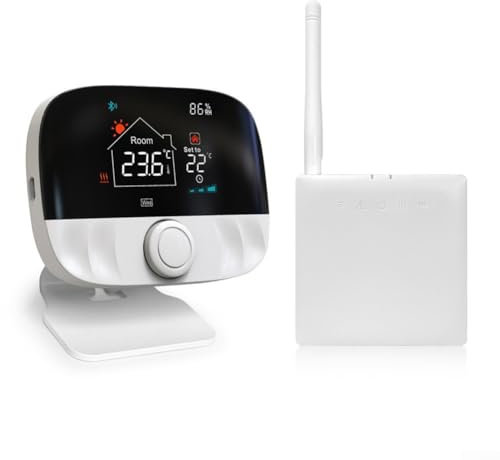 2Pcs Termostato Intelligente, Termostato Caldaia WLAN Riscaldamento Termostato WiFi Radiatore Con Ricevitore, Per Il Riscaldamento Dell'acqua Sistema Caldaia A Gas
