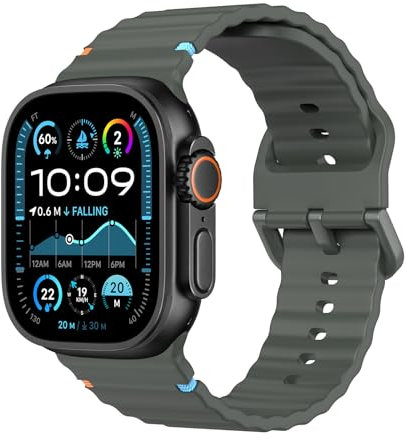 Astorgos Reloj Deportivo Correa Compatible con Apple Watch Ultra 2/Ultra 49mm,S10 46mm,9/8/7 45mm,SE2/SE/6/5/4 44mm,3/2/1 42mm, Correa de Silicona Suave y Transpirable para Hombres y Mujeres,VdMilitar