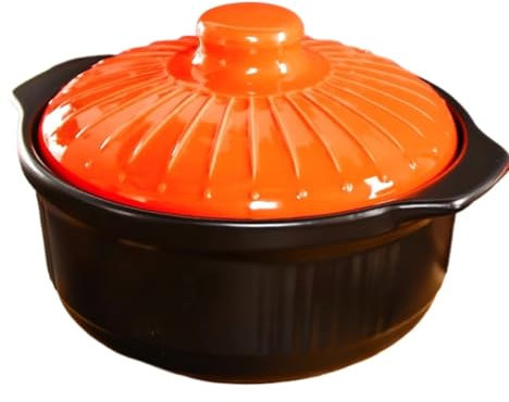 BOJHGO Cocotte Casseruola in Ceramica da 3400 ml, casseruola in Ceramica con Motivo in Rilievo Arancione, Resistente alle Alte Temperature