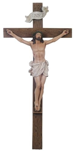 Grace4Joy Crucifix Wall Cross, 9 Inches Crucifijos Catolicos Religious Home Decor, Hand Painted Jesus Cross for Wall Catholic Housewarming Gifts
