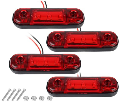 VEQENMOT Feux de gabarit latéraux Rouges à 3 LED, 12 V-24 V, Clignotants latéraux universels, étanches IP65, Feux de Position Avant et arrière pour Camion, Camping-Car, Caravane (Lot de 4)
