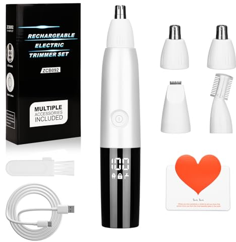 TAVADA Tagliacapelli per Naso Uomo Donna 3-in-1, Ricaricabile type-c con Display LED e Blocco da Viaggio,sopracciglia e peli del viso Impermeabile,Rasoio per peli del naso,IPX7 per Naso e Sopracciglia