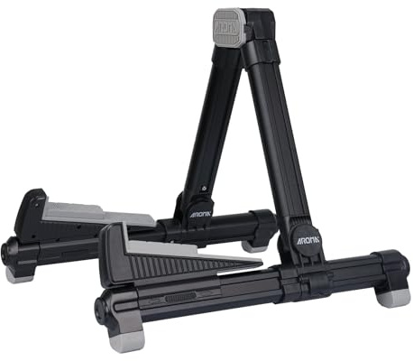 HEFLYCCTV Guitar Stand - Foldable Aluminum Floor Stand Adjustable for All Types of Guitars, Basses, Ukuleles and Violins, Banjo Easy to Carry Steady Stand Safe Protection (Black)