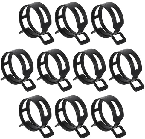 sourcing map 10pcs Spring Band Type Hose Clamps 32mm Fuel Line Hose Spring Clip Silicone Vacuum Hose Pipe Clamp Low Pressure Tube Clip Fastener, Black