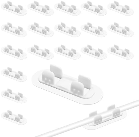 Fuhesgu Lot de 22 Colliers de Serrage Auto-adhésifs, Clips Câbles Supports de Tuyau Clip de Tuyau en Plastique Collier Autocollant Clips de Tube Blancs pour la Fixation des Tuyaux d'eau et de Gaz