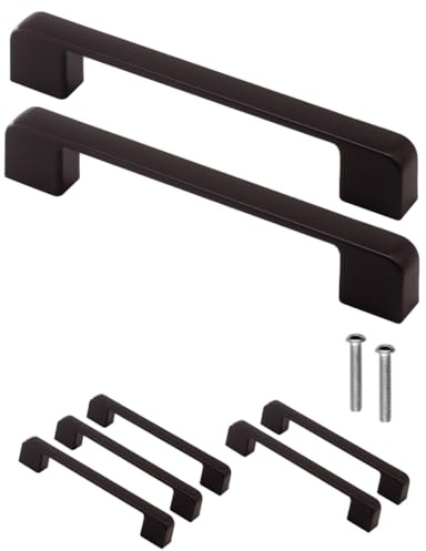 Fuxxer Möbelgriffe modern kantig Metall Griffleisten Schwarz Matt 135 mm 5er Set