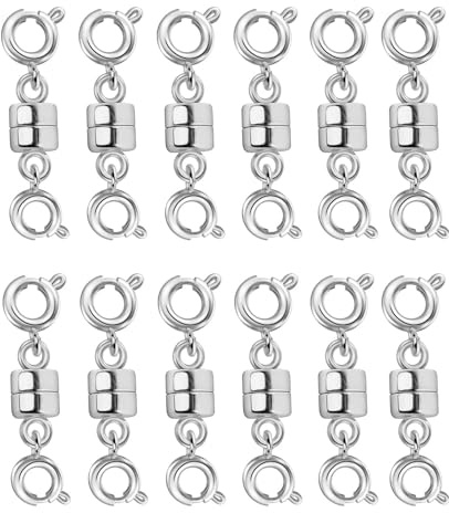 Dailyacc Magnetic Necklace Clasps and Closures, Double Open Bracelet Extender for Jewelry Converters Clasp (6 Gold, 6 Silver)