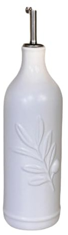 F Fityle Distributeur d'huile d'olive en céramique, Bouteille de Rangement élégante et Tendance, Bouteille d'huile de Cuisine Facile à Nettoyer et, Automatique Blanc