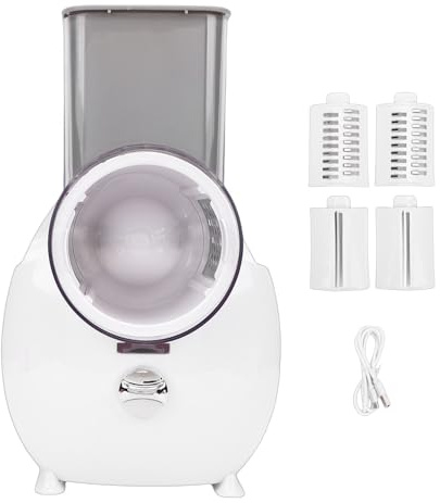 Fockety Râpe à Légumes électrique, Broyeur Rotatif Rechargeable avec 4 Couteaux Interchangeables, pour Fromage Carotte Pomme de Terre Concombre Ail Noix Cuisine Camping