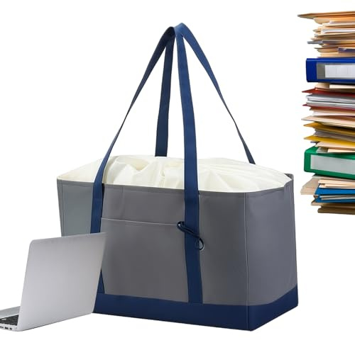 Återanvändbar shoppingpåse, kapacitet med dragband och fickor – isolerade shoppingväskor med handtag – för, lägenhet, utomhus, camping, fiske, picknick, marknad, shopping, flerfärgad, Red