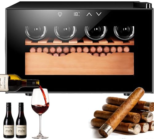 Joyfitness Elektrischer Zigarren-Humidorschrank, Humidor Zigarren Schrank Mit Zedernholzfutter, Eingebettet, 25 l Für 150 Zigarren, Temperatur 11–18 °c, Eräuscharm Und Energiesparend